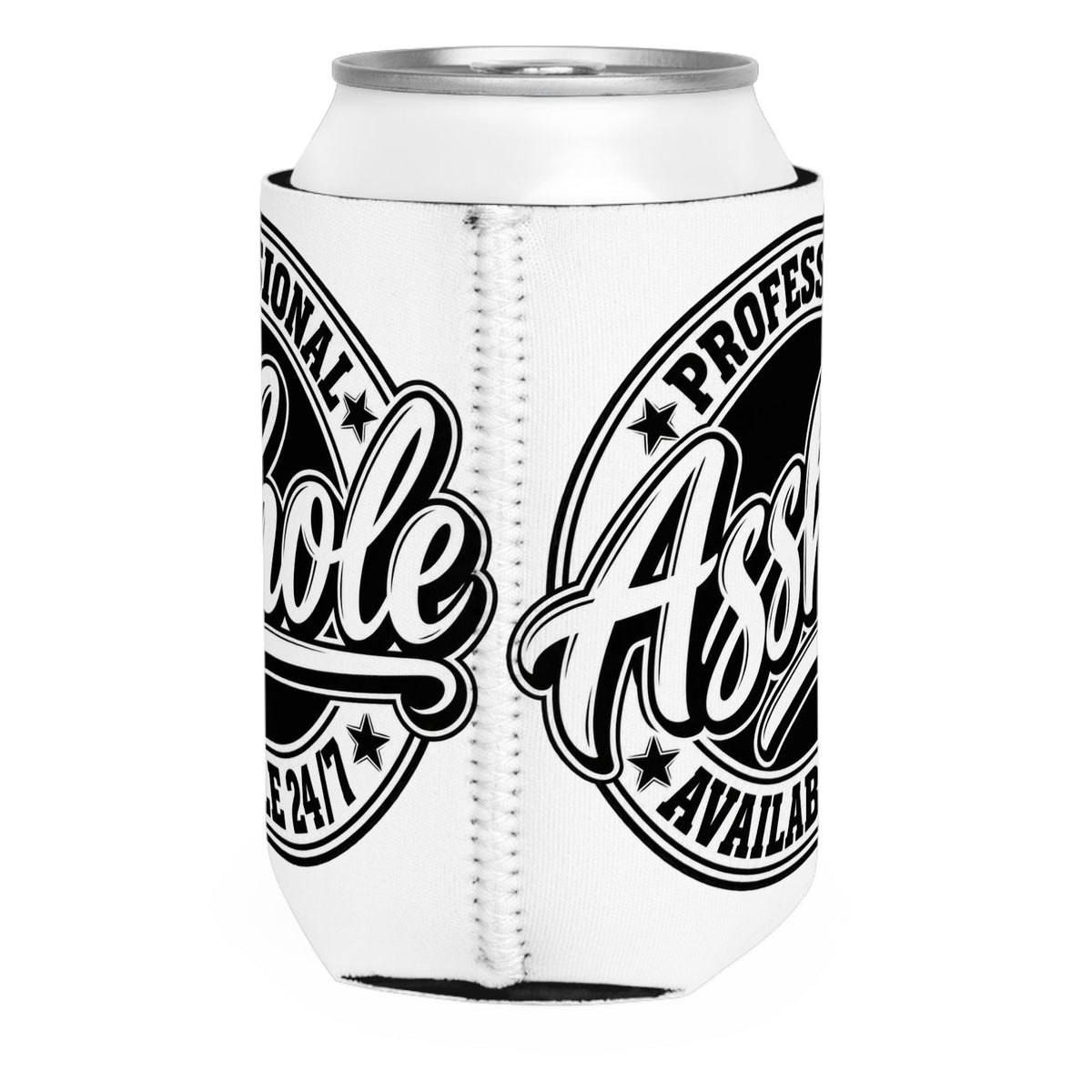 White can cooler with black text that reads "Professional Asshole Available 24/7".