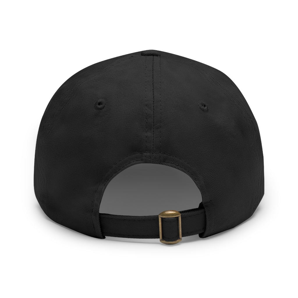 Black baseball cap shown from the back with an adjustable strap and buckle.