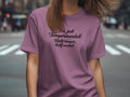 Purple t-shirt with "I'm just Temperamental Half temper, half mental" text.